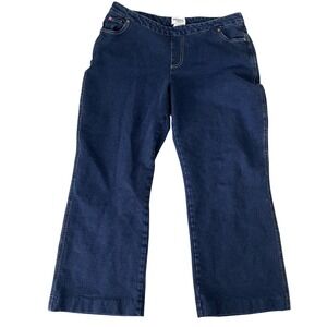 Pajama Jeans Blue Pull On Stretch Denim Cropped Ankle Elastic Waist  | Womens L